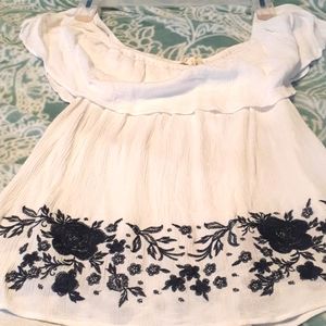 Jane and Delancey white off shoulder tank, sz M